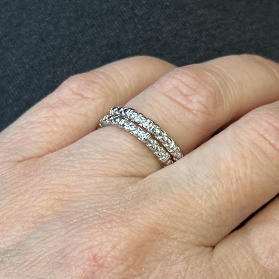 2mm Patterned Sterling Stack Ring Band ~ Stackabl… - image 2