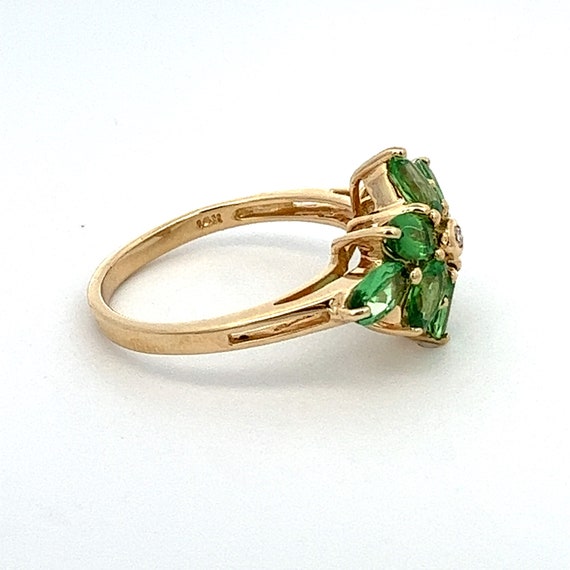 Tsavorite Green Garnet and Diamond Ring - 14k Yel… - image 4