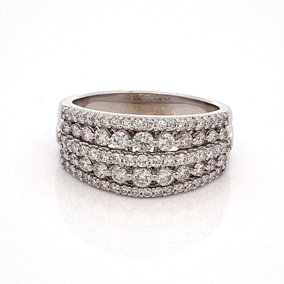 Wide Diamond Wedding Band 1.25 ct  with 5 Rows of… - image 1