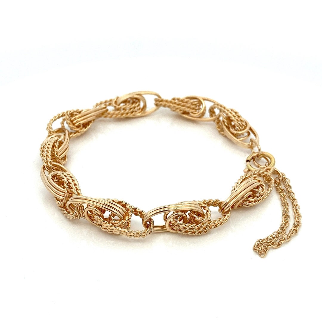 【WEB限定】 Vintage Geometric Link Oval Bracelet Charm Yellow 14k アクセサリー
