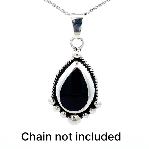 Large  Black Onyx  Sterling Silver Pendant / Slid… - image 2