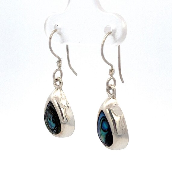 Teardrop Abalone Shell Sterling Silver Earrings -… - image 2