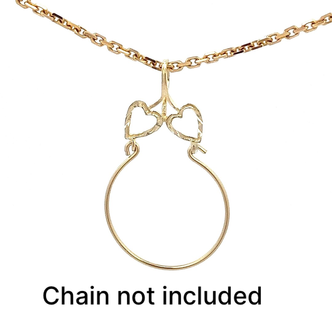 14k Gold Charm Holder Pendant Vintage Double Heart ET1140 Etsy