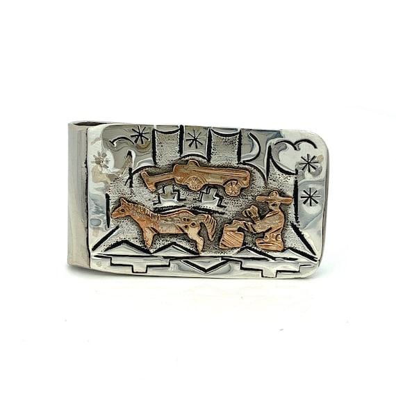 Incredible Vintage Native American Navajo Sterling Silver 12kgf Two-tone Band Ring Incredible Vintage Native American Navajo Sterling Silver 12kgf Two-tone Band Ring