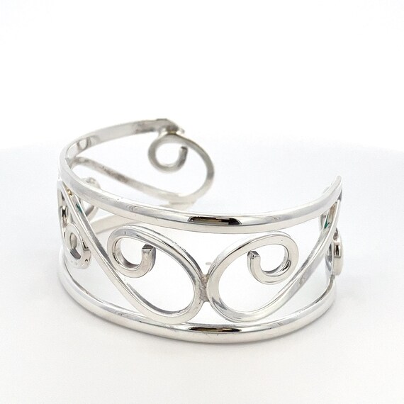 Vintage Wide Openwork Scroll Design Sterling Silv… - image 3