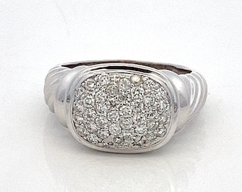 18k White Gold Diamond Cluster Ring: Pave Set, Size 8.25 -ET2137