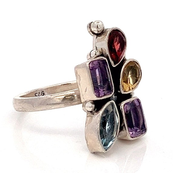 Handmade Sterling Silver Multi-Gemstone Ring: Gar… - image 2