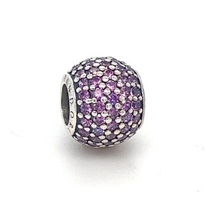 Authentic Pandora Sterling Purple Pave Lights Crystals Bead Charm ~ 925 Sterling Silver & Cubic Zirconia - ET2340