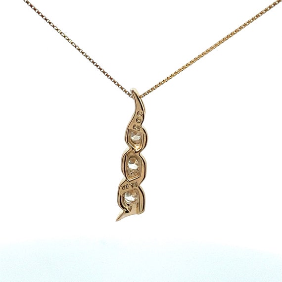 14k Yellow Gold Diamond Trilogy Pendant Necklace … - image 3