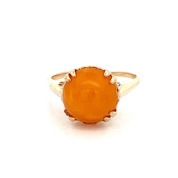 Butterscotch Baltic Amber 14k Yellow Gold Ring ~ … - image 3