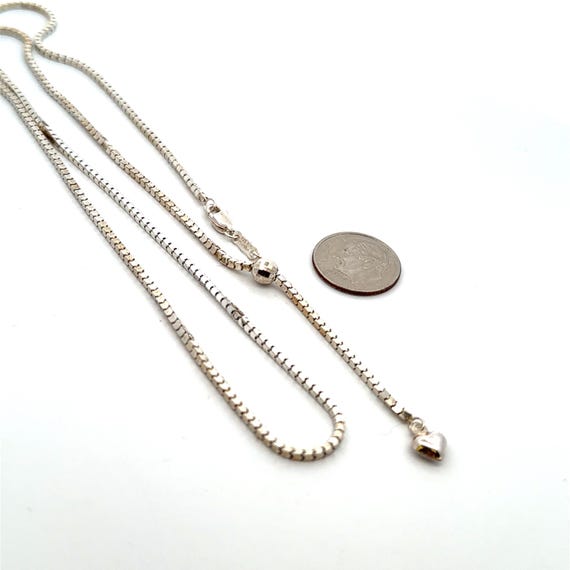 Adjustable 1.5mm Solid 925 Sterling Silver Box Ch… - image 3