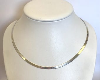 Sterling Silver Herringbone Chain Necklace: High Polish, 4mm, 18 Inch - ET3620