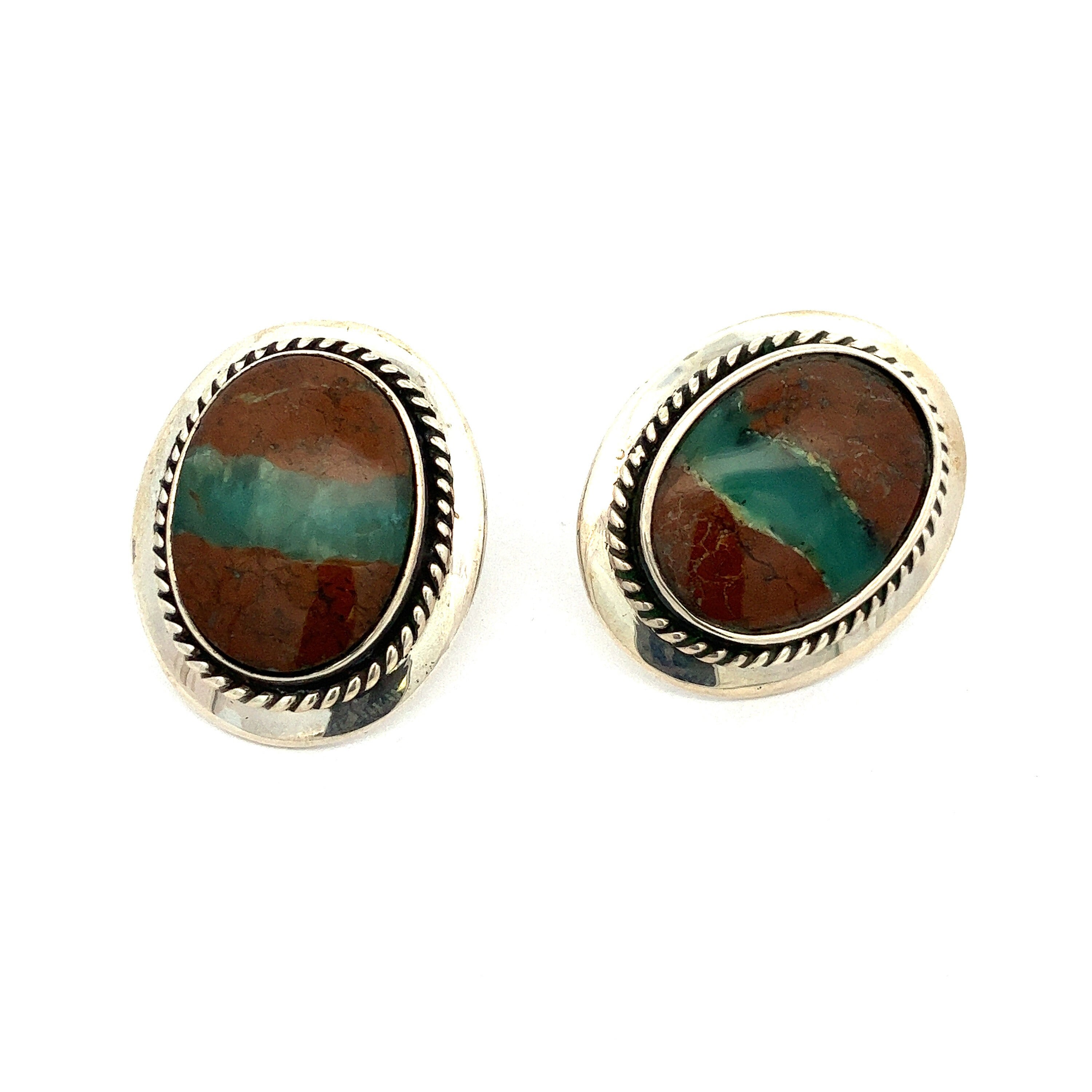 Vintage Forest Agate Sterling Silver Stud Earrings- ET74 - Etsy