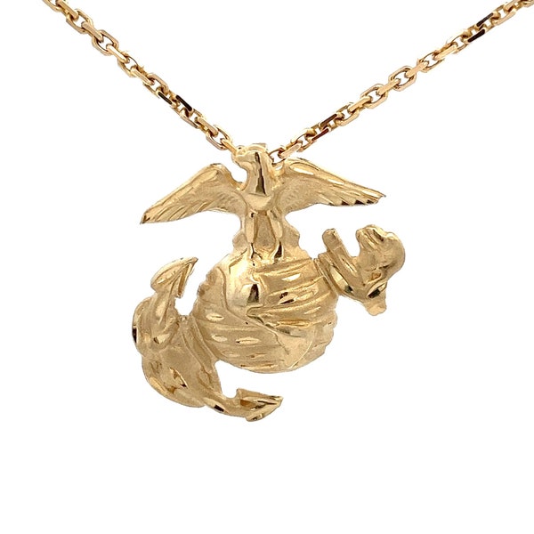 Marine Corps Symbol/Emblem Solid 14k Yellow Gold Pendant /Charm - Eagle, Globe, and Anchor ~  BE47
