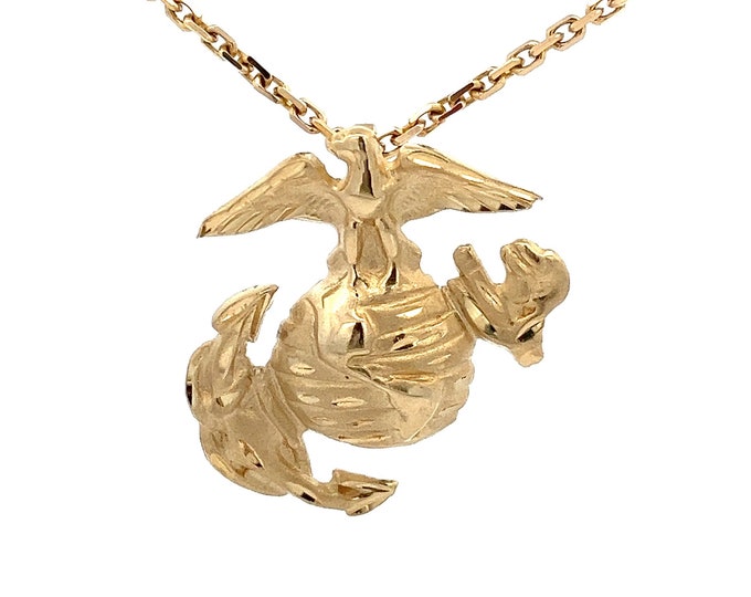 Marine Corps Symbol/emblem Solid 14k Yellow Gold Pendant /charm - Eagle ...
