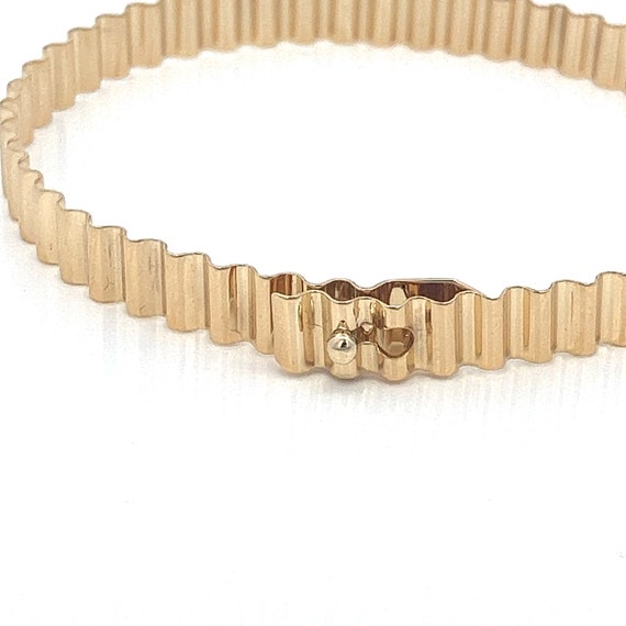 Unique Handmade 18K Solid Gold Ribbed Bangle Brac… - image 3
