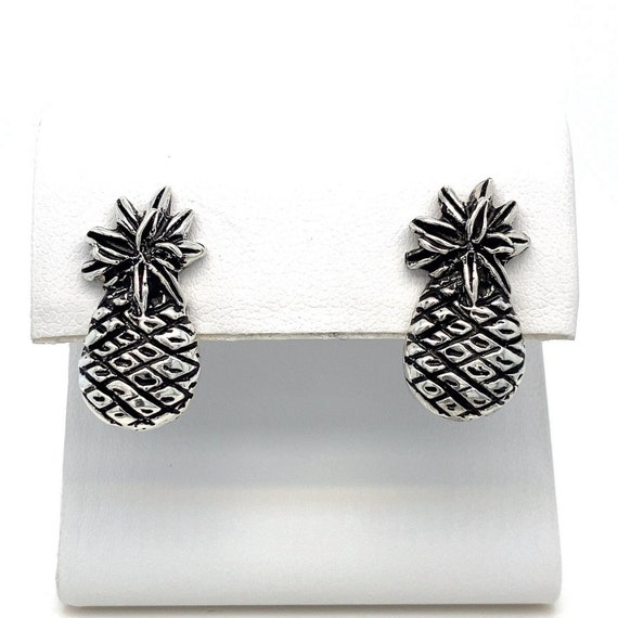 Sterling Silver Pineapple Post Earrings - 925 - V… - image 1