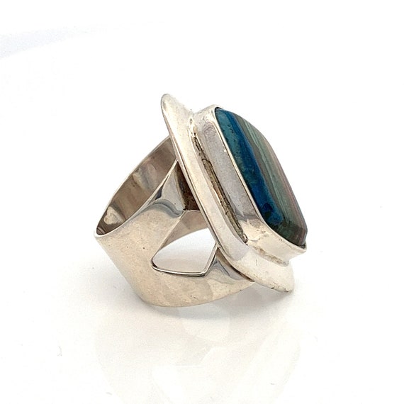 Rainbow Calsilica Rectangular Gemstone Sterling S… - image 4