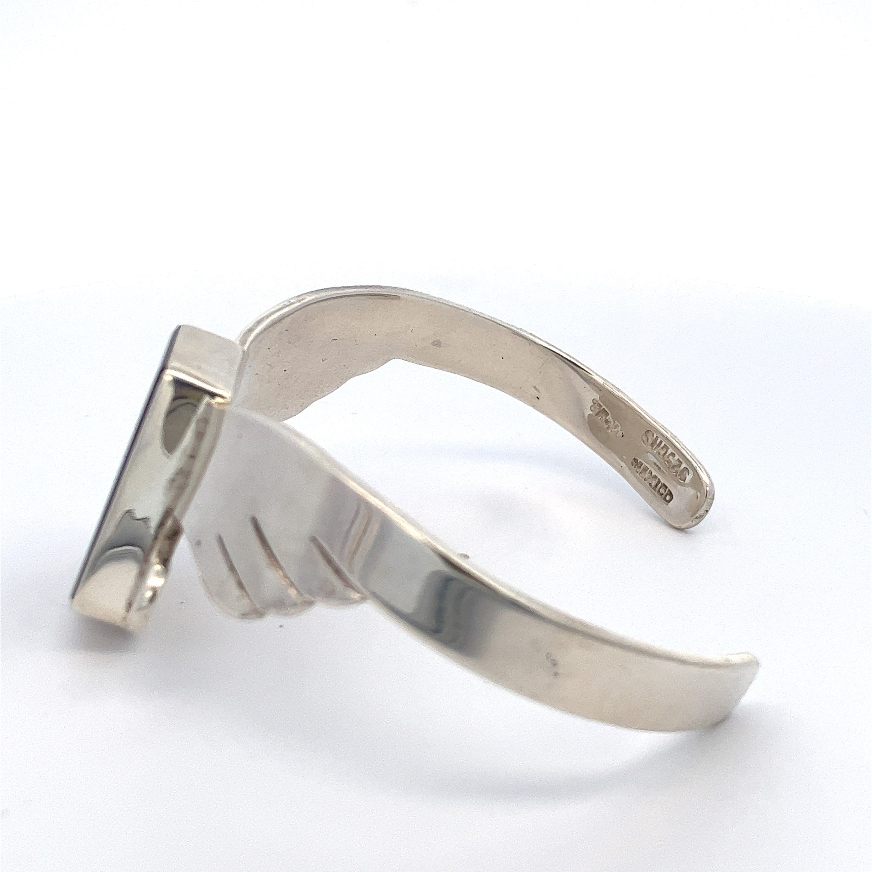 Black Onyx Sterling Silver Winged Cuff Bracelet - Geometric Design ...