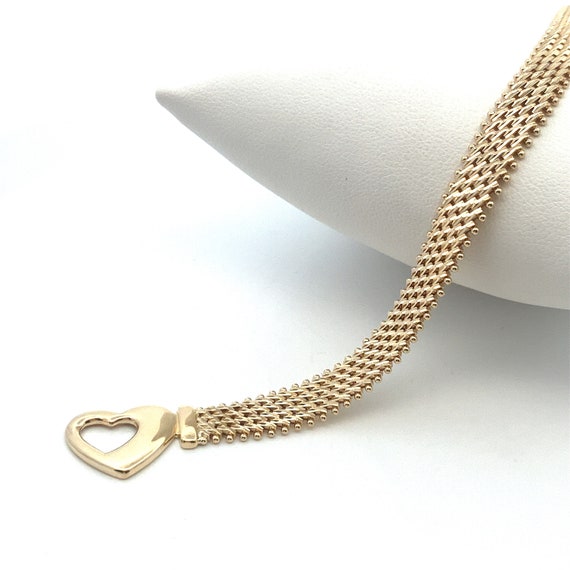 Vintage Imperial Gold Bracelet with Heart Clasp ~… - image 4