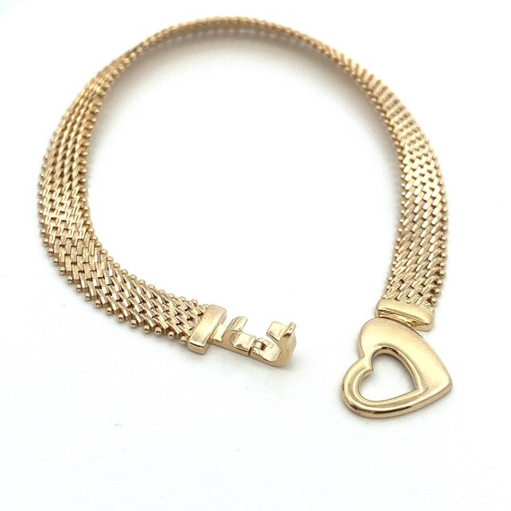 Vintage Imperial Gold Bracelet with Heart Clasp ~… - image 3