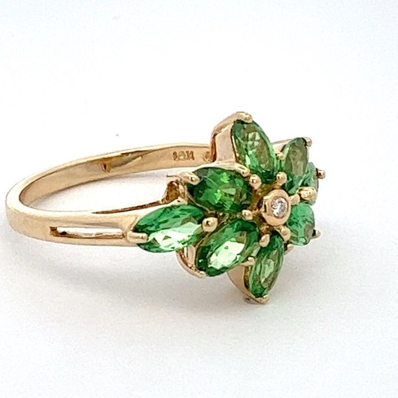 Tsavorite Green Garnet and Diamond Ring - 14k Yel… - image 2