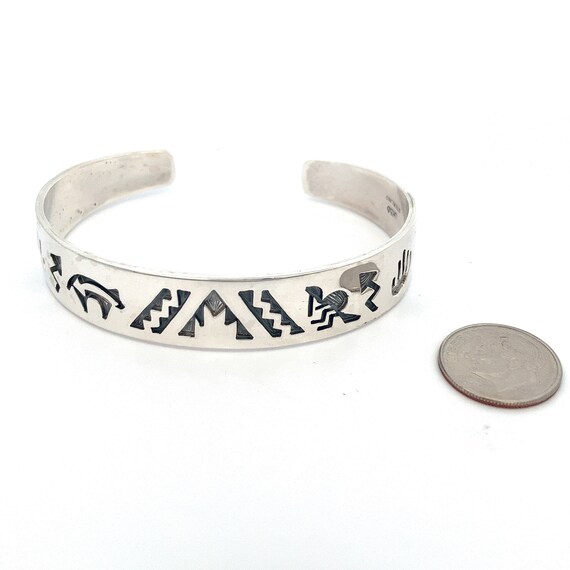 Vintage Navajo Sterling Silver Storyteller Cuff Bracelet, Native