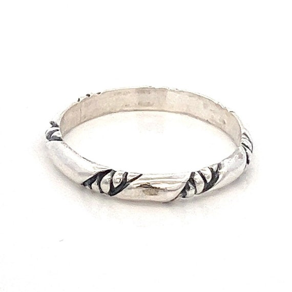 2mm Minimalist Rope Pattern Sterling Stack Ring B… - image 1