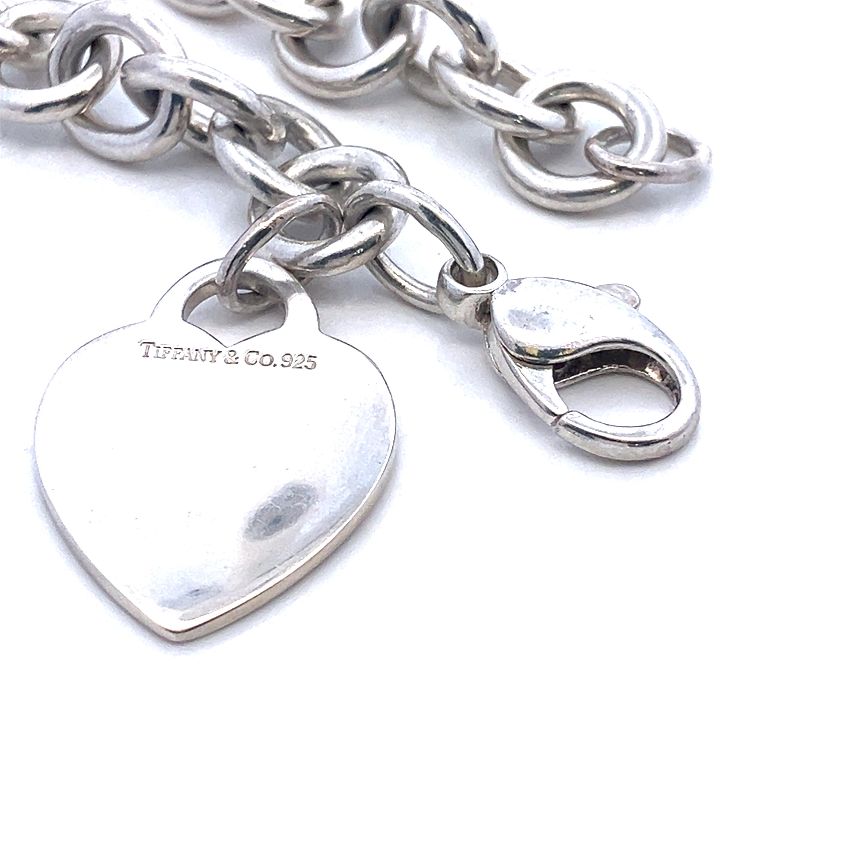 Authentic Tiffany & Co Silver Heart Tag Charm Bracelet, Rare
