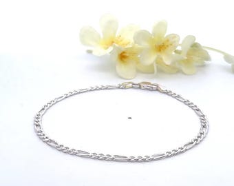 Sterling Silver Figaro Link Bracelet: Classic Italian Design, 7 3/4"- ET3635