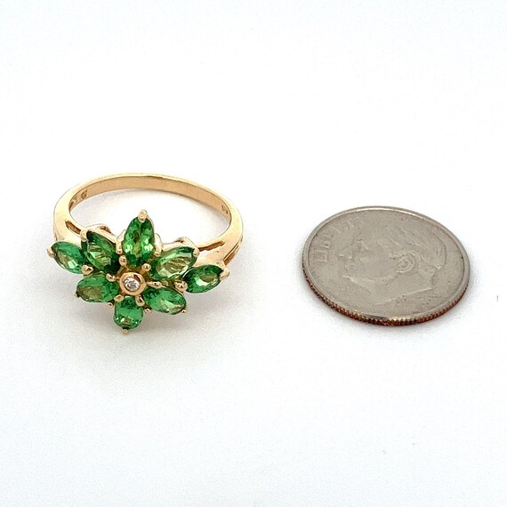 Tsavorite Green Garnet and Diamond Ring - 14k Yel… - image 6