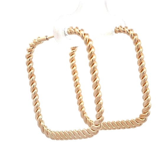 Unique Square Hoop Earrings - 14k Solid Gold Geome