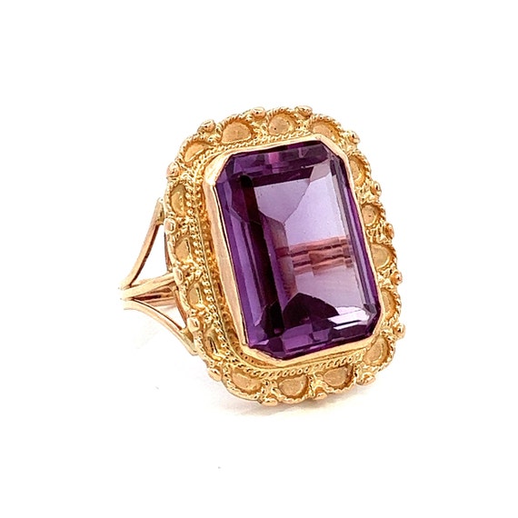 Vintage Emerald Cut Alexandrite Ring: 14k Yellow … - image 1