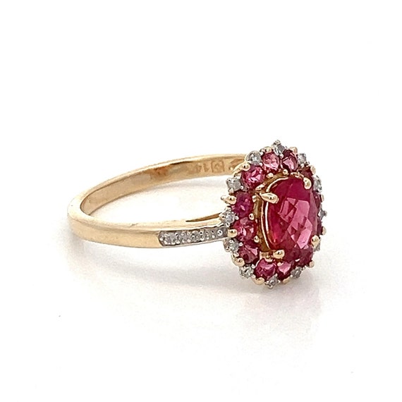 Pink Tourmaline and Diamond 14k Yellow Gold Ring … - image 3