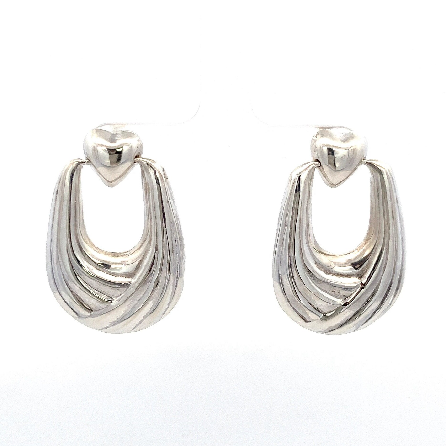 Vintage Heart Door Knocker Sterling Silver Earrings ~ Post
