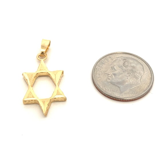 Star of David 18k Yellow Gold Charm Pendant- Vint… - image 5