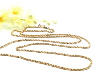 Long 14k Yellow Gold 24" Diamond Cut Solid Rope Chain Necklace ~ 1.9mm width ~ ET3138