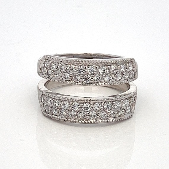 Pave Cubic Zirconia Engagement Wedding Ring Cage,… - image 1
