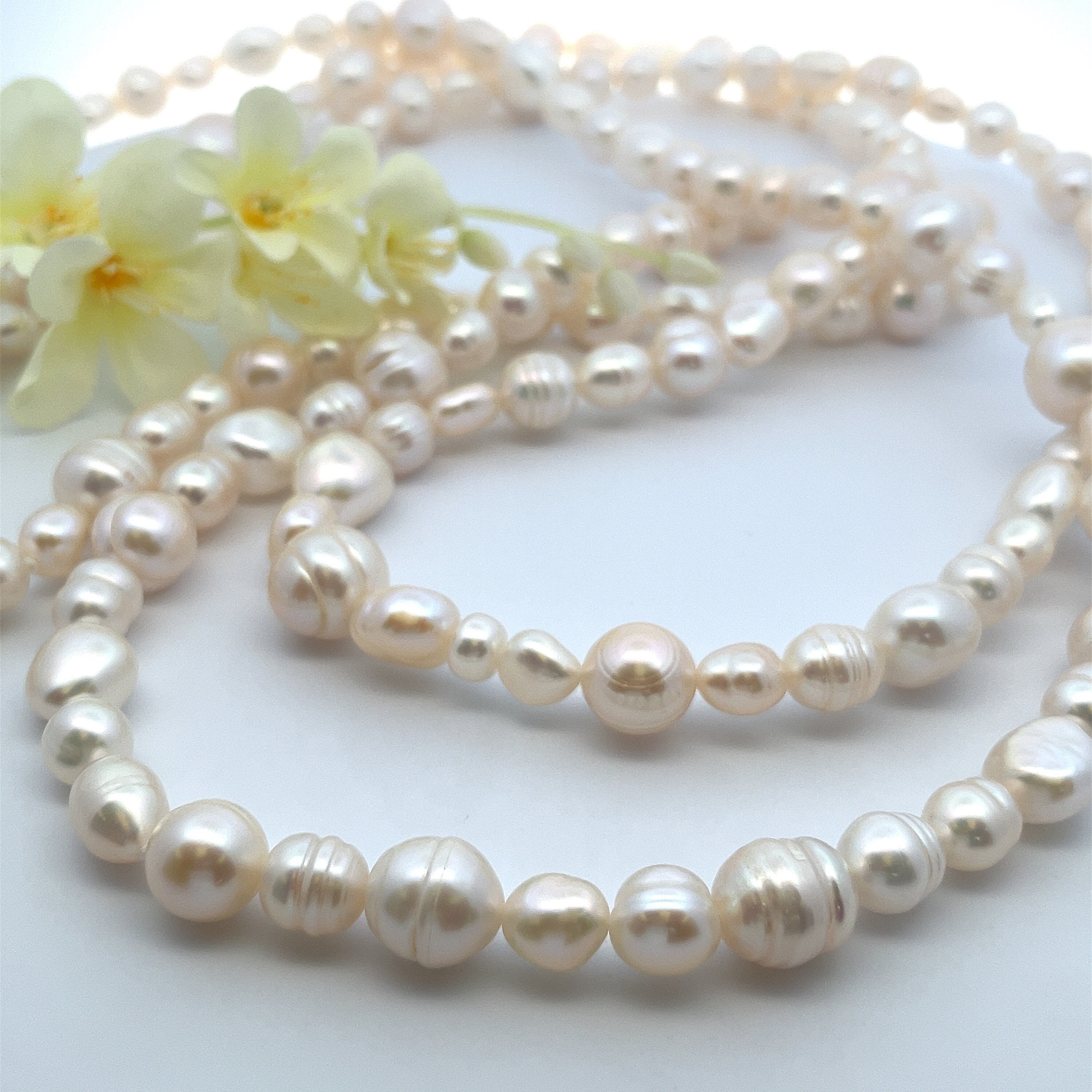 7 -12mm Freshwater Pearl Necklace - Knotted High Quality