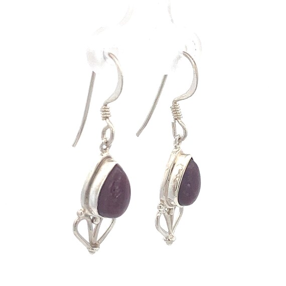 Natural Ruby  .925 Sterling Silver Dangle Drop Le… - image 2