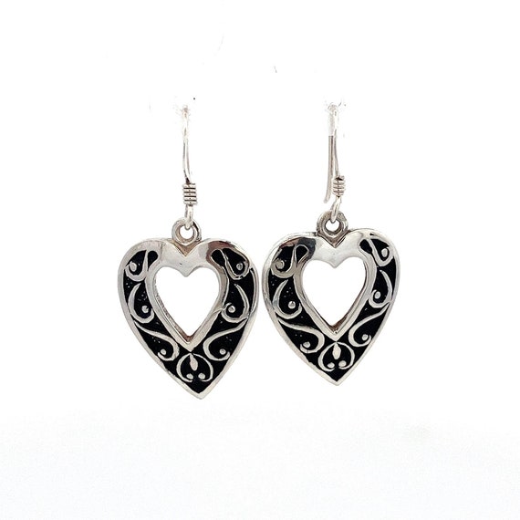 Open Hearts with Scroll Design Sterling Silver Da… - image 1