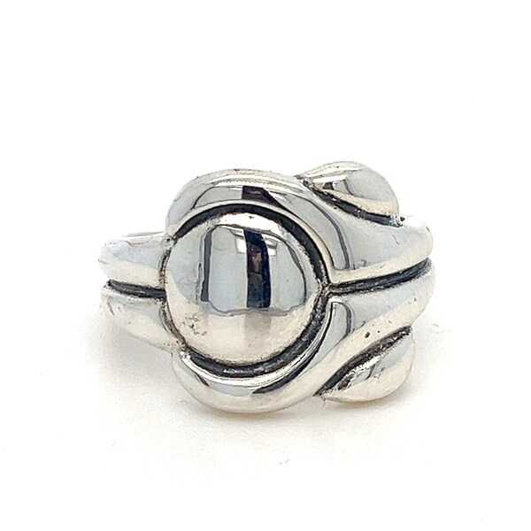 Modernist Geometric Sterling Silver Ring - Unisex Bold Silver Ring - Size 8 - ET2420