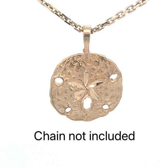 14k Yellow Gold Sand Dollar Pendant - Beach Coast… - image 2