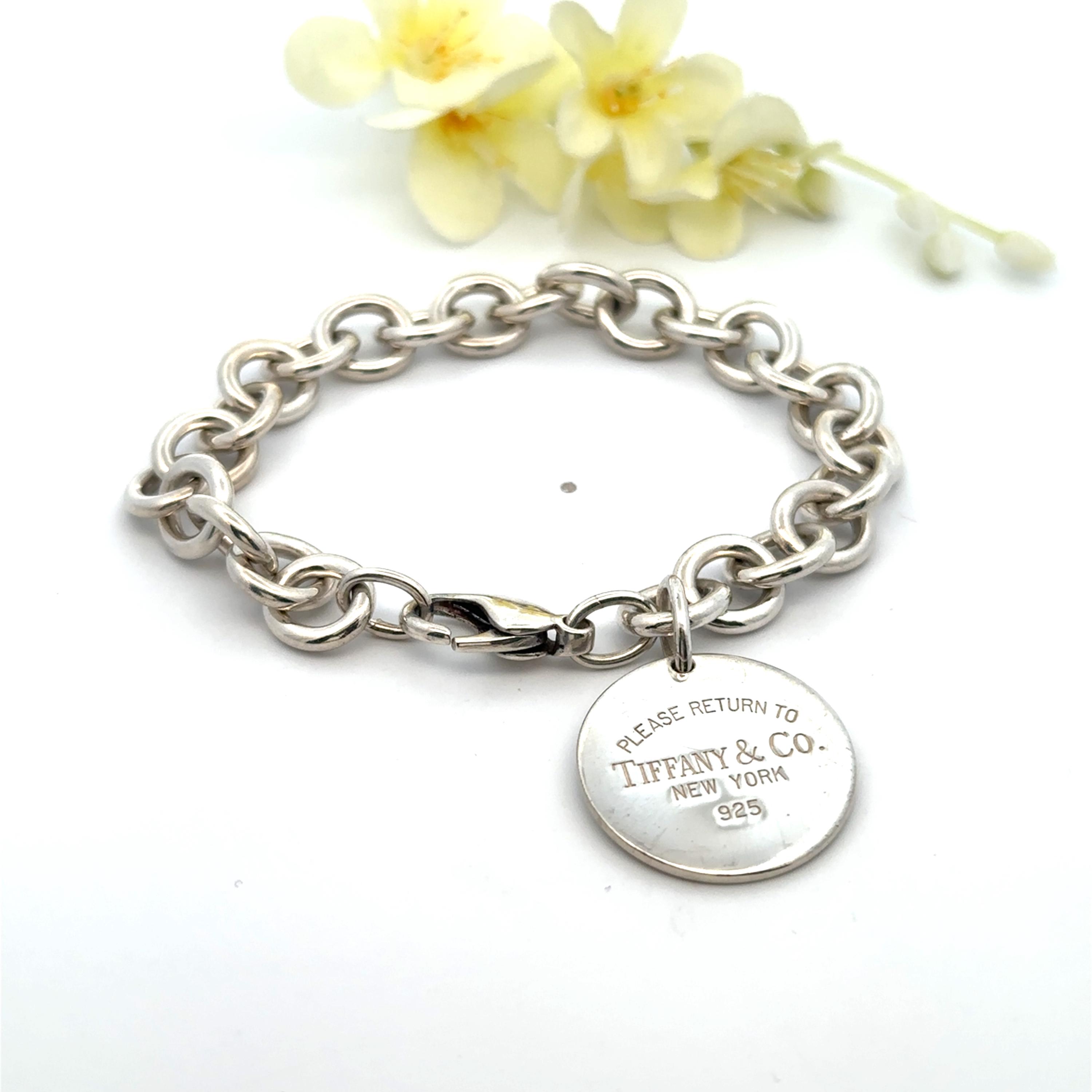 Authentic Tiffany & Co Sterling Silver Circle Tag Please Return to