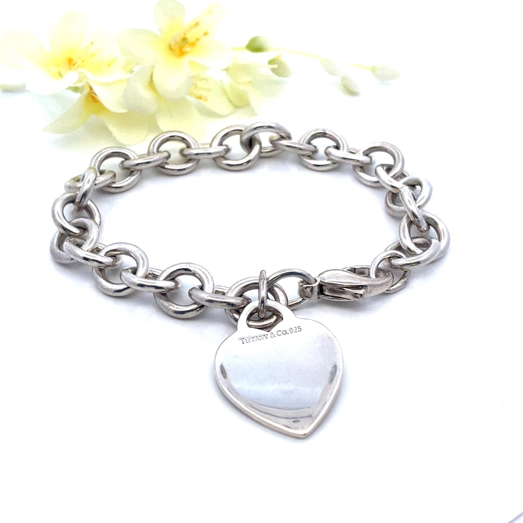 Authentic Tiffany & Co Silver Heart Tag Charm Bracelet, Rare
