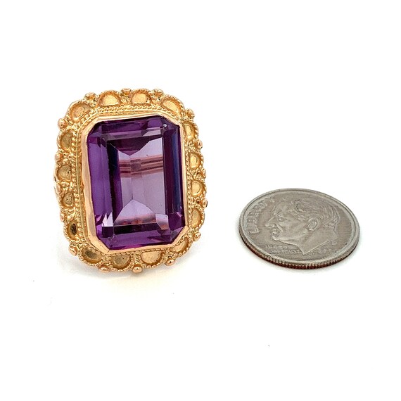 Vintage Emerald Cut Alexandrite Ring: 14k Yellow … - image 8