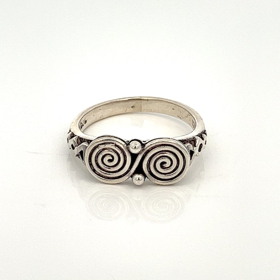 Two Swirls Design Sterling Silver 925 Ring Size 7 Signed Ring PSCL