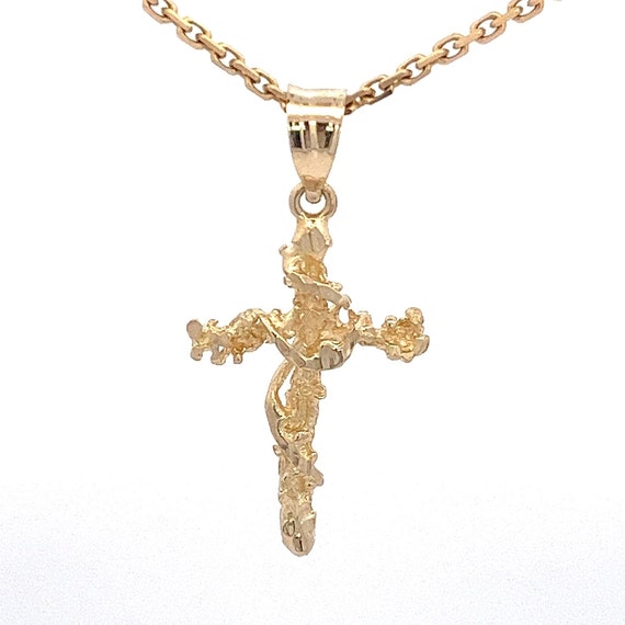 Rustic 14k Yellow Gold Cross Men s Women s Unisex ET1633 Etsy