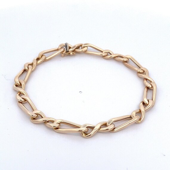 14Kt Gold Figure Eight Curb Link Chain Bracelet -… - image 1
