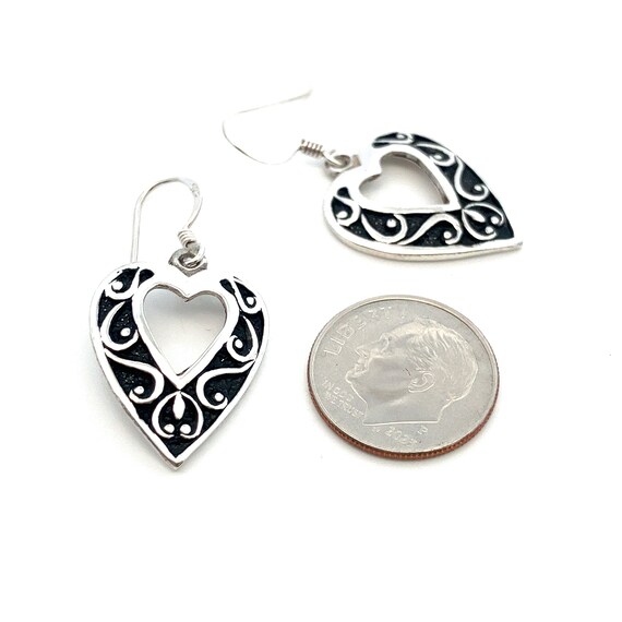 Open Hearts with Scroll Design Sterling Silver Da… - image 2